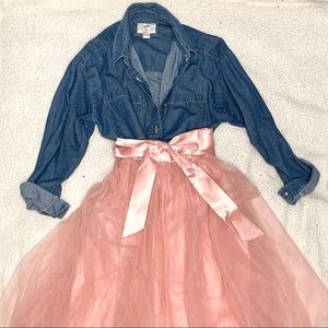 Pink Knee Length Tulle Skirt